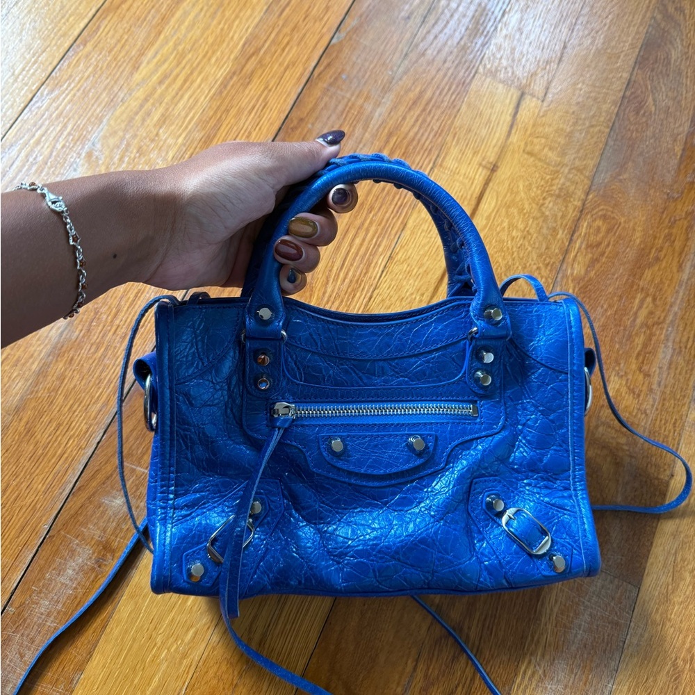 Blue balenciaga city bag
